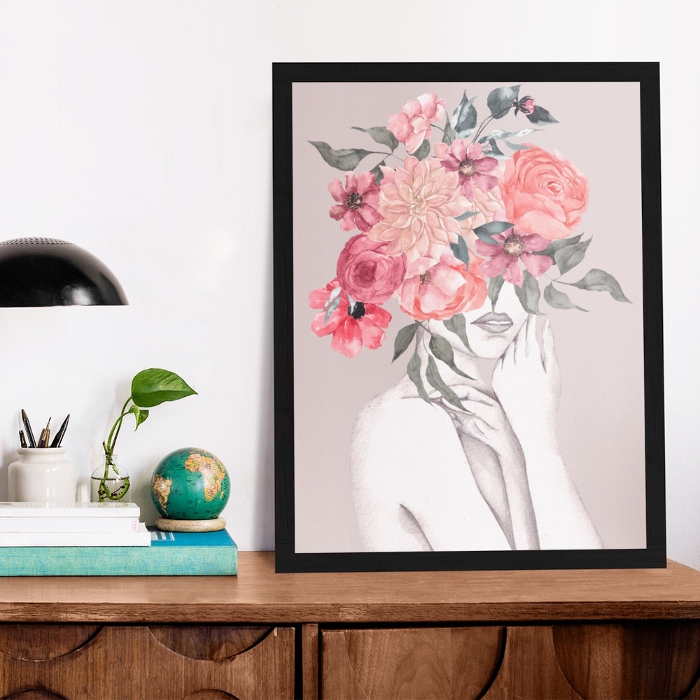Abstract Floral Woman Wall Art Print Unframed - Picture 7 of 17